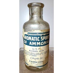 Vintage Larkin Co. Aromatic Spirit Of Ammonia Glass Bottle 2 Oz Buffalo NY